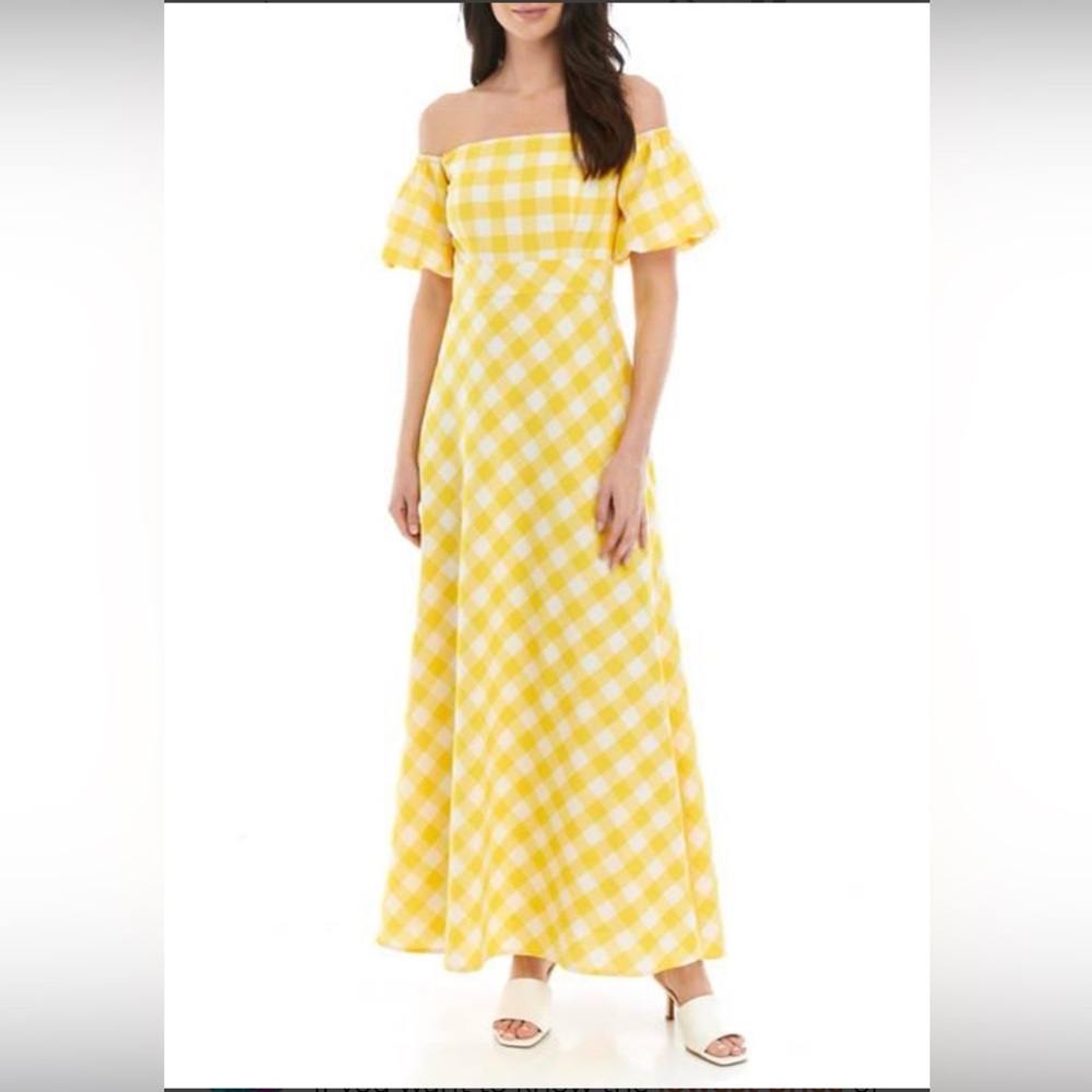 Jewel Moser X Crown & Ivy collection Gingham Yellow Cottagecore Dress Size 6